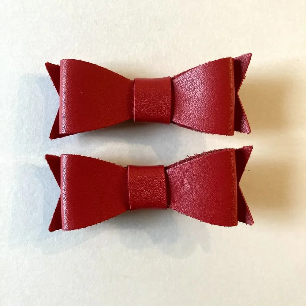 Assorted Winter Holiday Hair Bow Clips Barrettes - Set of 7